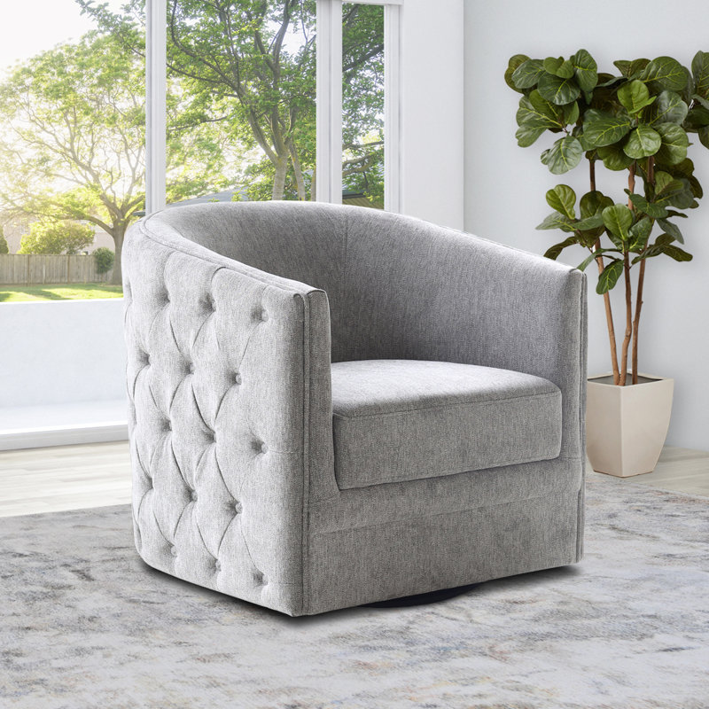 Fauteuil demi-tonneau pivotant en polyester 30,71 po, 100% polyester gris anthracite