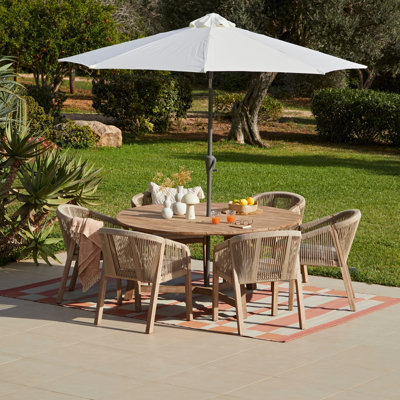 6 - Person Acacia Solid Wood Patio Dining Set Rectangular Table