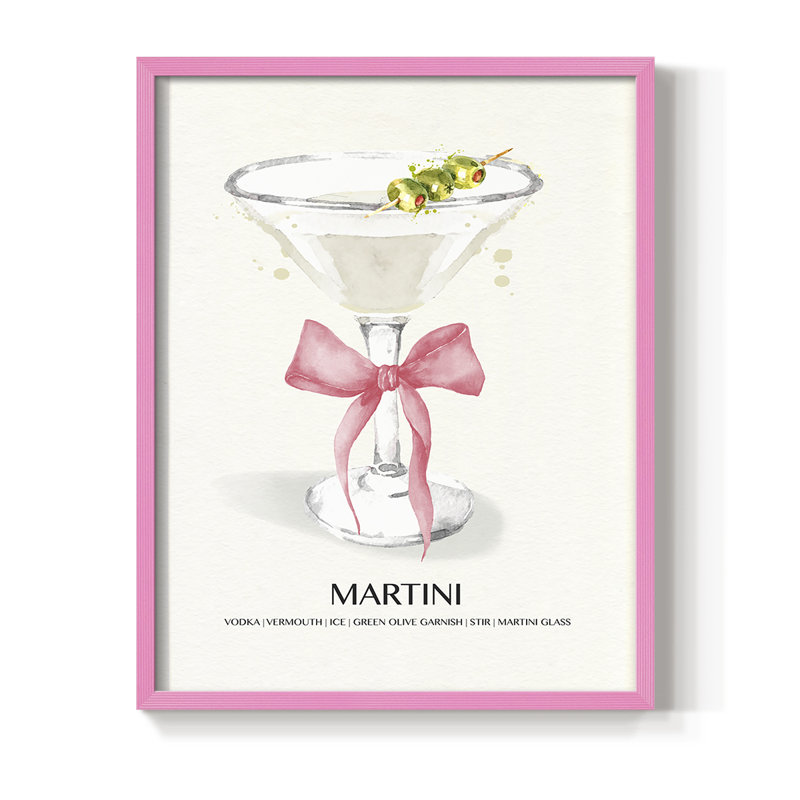 Reproduction encadrée Martini Bow - bois massif, H 30 po x l 24 po, Rose