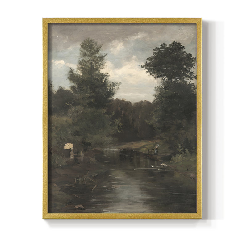 Vintage Landscape CXCVII Framed Print - Solid Wood, 30" H x 24" W, Gold