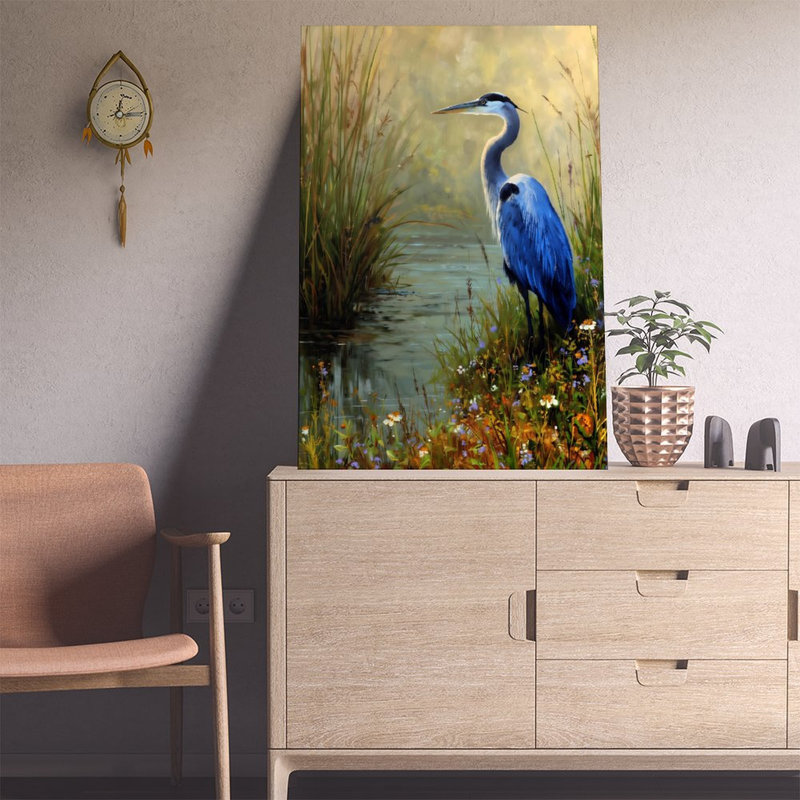 Reproduction d'art sur toile, héron bleu dans le marais, 16 x 24 po