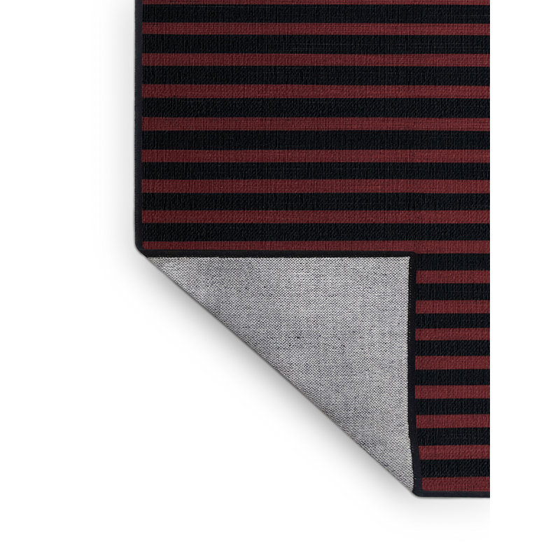 Tapis gris à rayures horizontales lavable à la machine, Rond 6 pi