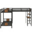 Lit superposé en L avec lit mezzanine avec bureau et tablette, brun