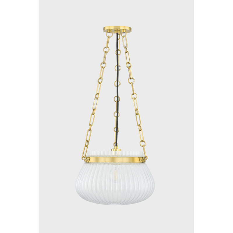 Luminaire suspendu 1 lumière Granby, Laiton vieilli, H 9,5 po x l 13 po x P 13 po