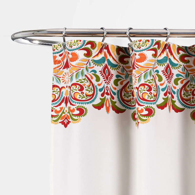 Rideau de douche Zayden, Turquoise/Mandarine