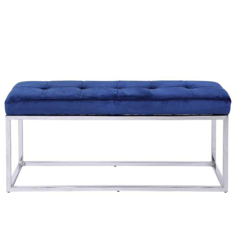 Banc rembourré moderne Atkin, Marine, Argent argent