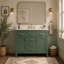 Meuble-lavabo moderne sur pied de 91 cm (36 po) avec lavabo en céramique, 4 tiroirs et 2 placards, structure en bois, fini vert