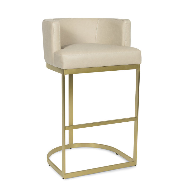 Owen Leather Stool, Ivory, 29.5"H x 15.5"W x 15.5"D