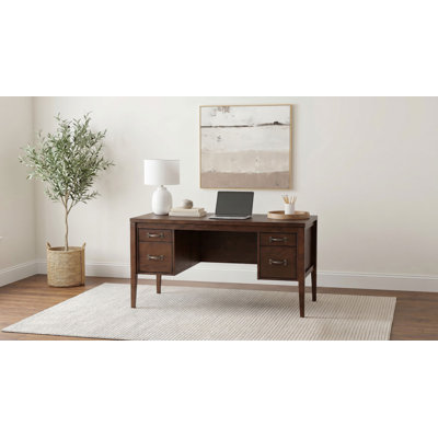 Graham 4-Drawer Lift-Top Computer Desk Walnut Brown