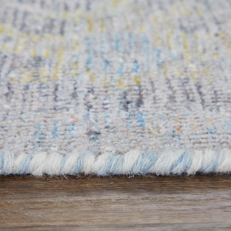 Tapis transitionnel floral / botanique, bleu / jaune / orange Ramey, Rectangle 3 pi 6 po x 5 pi 6 po