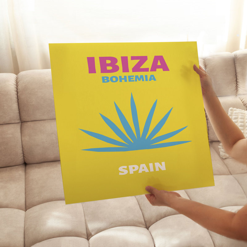Monde et pays, voyage d'Ibiza, affiche d'art moderne sans cadre, H 20 po x l 20 po