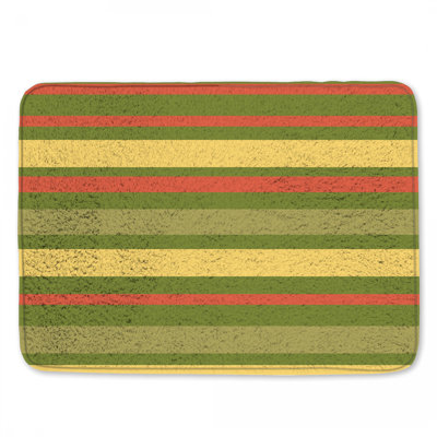 Yellow Green Stripes Bath Mat