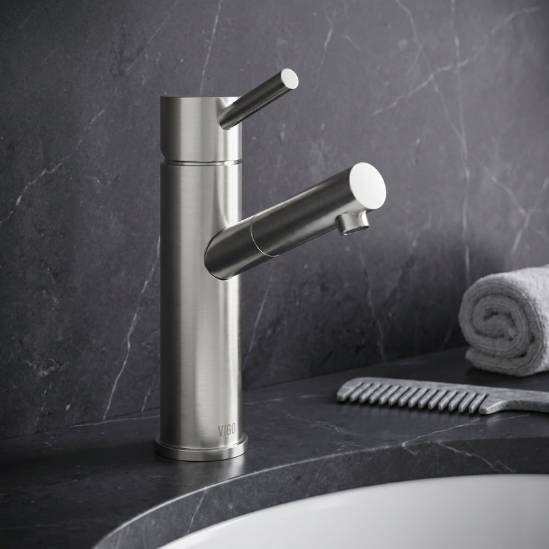 Noma 8" H Single Handle Single Hole Bathroom Faucet, Brushed Nickel