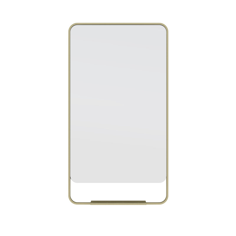 Rey Radius Corner Mirror with Shelf, Satin Brass