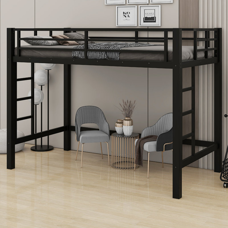 Metal Loft Bed Featuring Ladder & Secure Guardrails For Safety, Twin XL