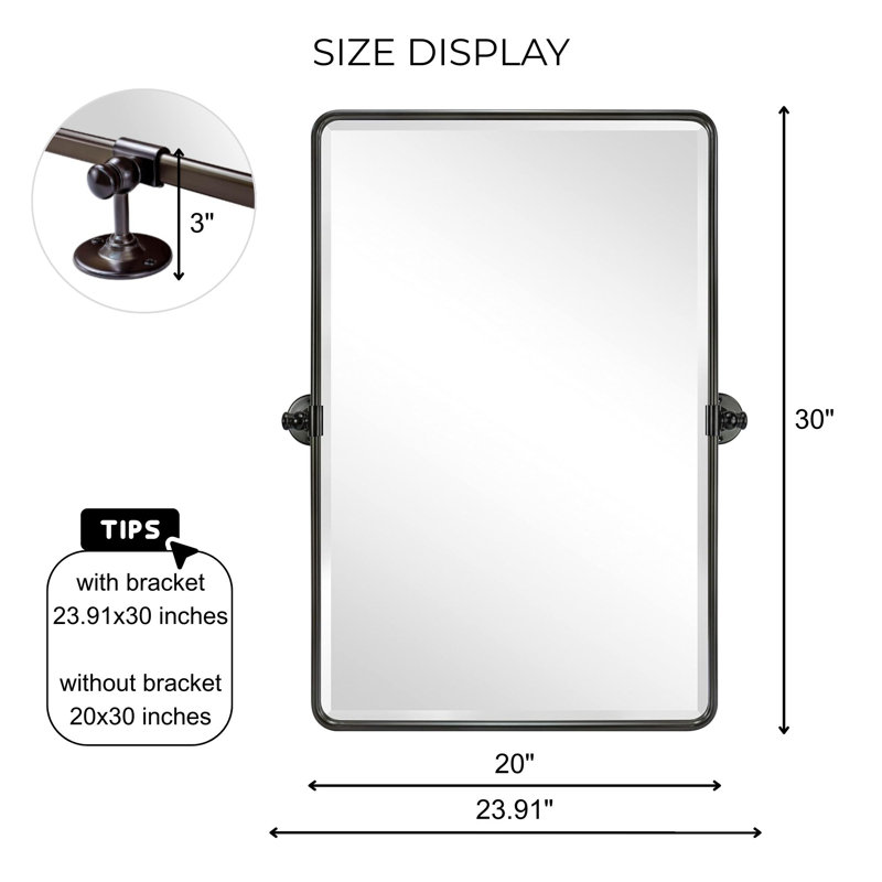 Miroir mural de salle de bain Woodvale, 30 po x 20 po, Bronze huilé