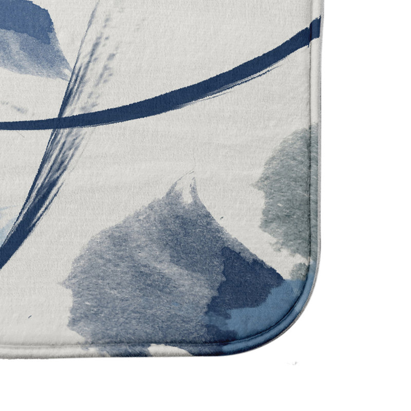 Lower Hazel Non-Slip Bath Mat, 17" W x 24" L, Navy Blue