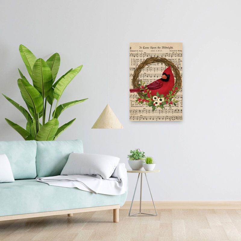 Cardinal Carols Wreath, art contemporain de fleurs d'hiver, H 24 po x l 16 po