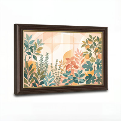 Art mural antique sur toile encadré doré pour le salon, la chambre à coucher, le bureau ou le vestibule - Décoration murale décorative avec jardin botanique