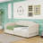 Twin XL to King Upholstered Daybed with Two Storage Drawers, LED Light and Trundle-252860420