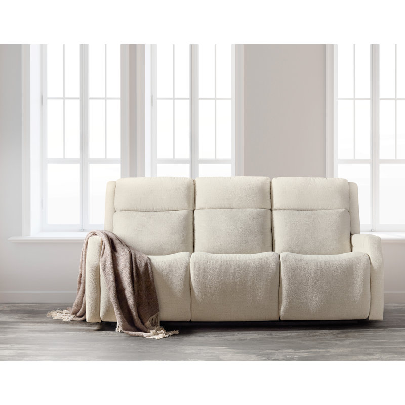 Nelson Zero Gravity Power Sofa with Power Headrests and Lumbar, White/Cream