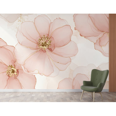 Papier peint à l'aquarelle à motif floral en soie Couture