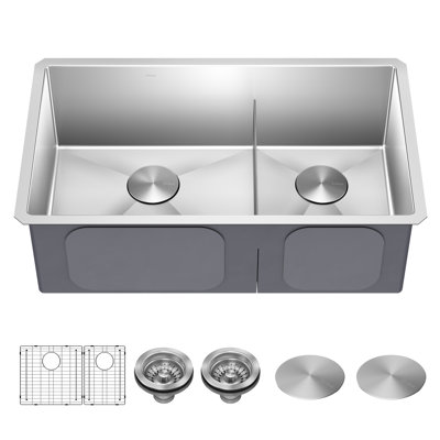 KRAUS Standart PRO™ Undermount 60/40 Double Bowl 16 Gauge Stainless Steel Kitchen Sink