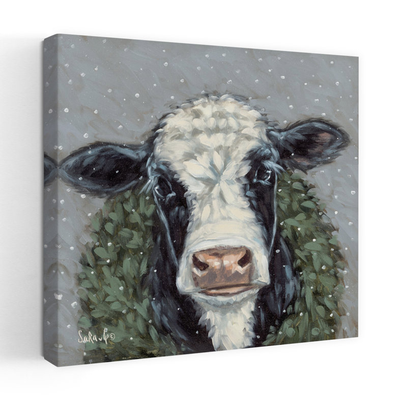 Contemporary Snowy Day At The Farm 2 With Winter Whimsical Art by Sara G. Designs - Wrapped Canvas Print