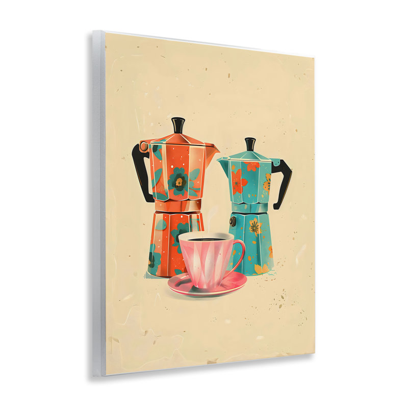 Plaque murale rétro «Morning Morning Moka Pots», conception par Arlington Prints