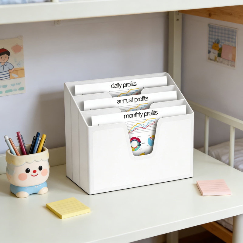 Organisateur de dossiers horizontal à trois dossiers, organisateur de bureau à 3 niveaux ou mural avec fabrication robuste pour le bureau et la maison