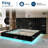 Upholstered Bed Frame | Oversized Headboard | Floating Design | RGB LED Lights | Modern Style-731644068-709867137