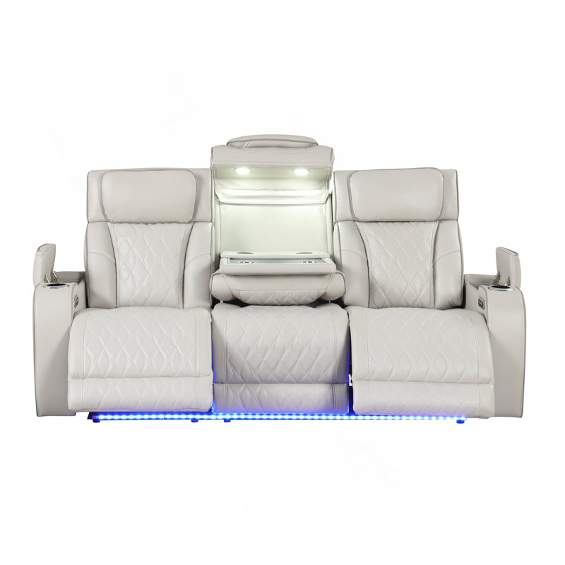 Canapé inclinable Fortuner de style moderne en bois avec fonction de massage incluse, Beige