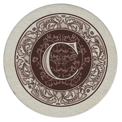 Monogram Letter 4-Pack Natural Sandstone Coasters
