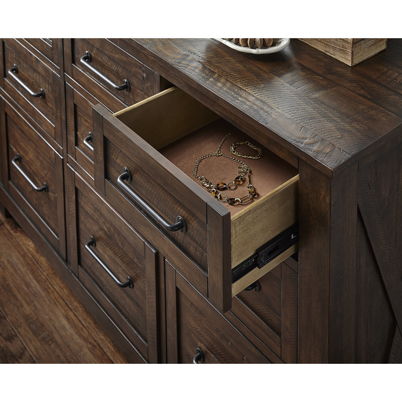 Commode 9 tiroirs Carney, Bois d’œuvre rustique