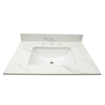 LustreLine Monte Aurora 31 in. x 22 in. Engineered Stone Integrated Single Sink Vanity Top