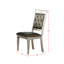 Chaises de salle à manger à dossier argenté (de 2), construction en bois, convient aux espaces de cuisine, capacité de poids de 200 lb, assemblage requis avec 2 pièces, structure solide, pour espace, nécessaire