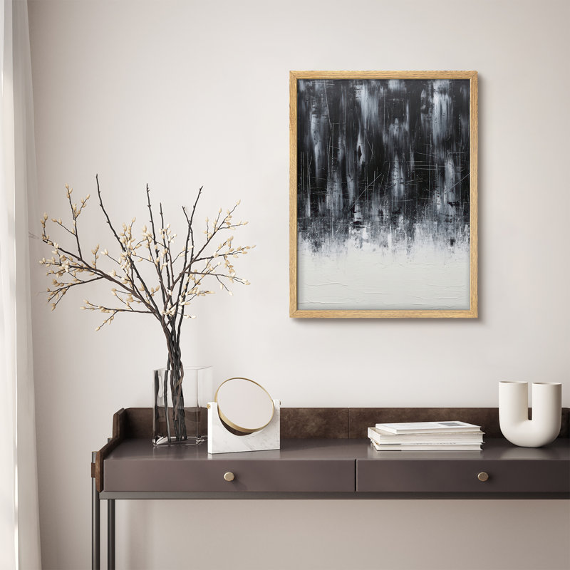 Reproduction d'art encadrée abstraite pour décoration intérieure moderne, H 14 po x l 11 po, Naturel