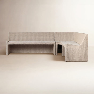 Senna Outdoor Dining Banquette L Shape 106"-Vintage White