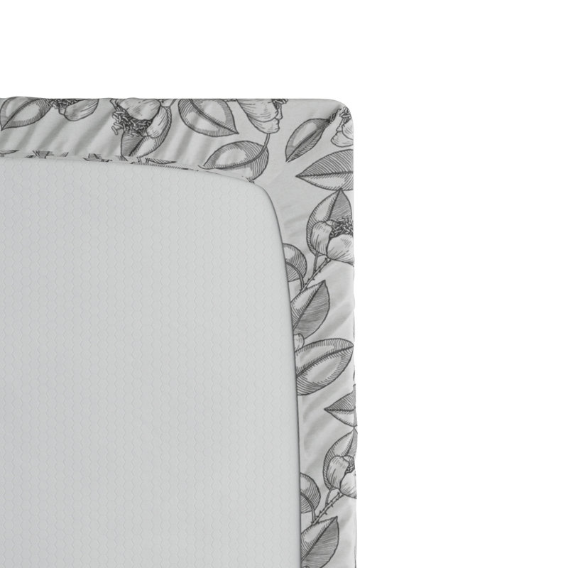 Microfiber Floral Fitted Sheet, Queen Fitted Sheet, Dark Gray Floral