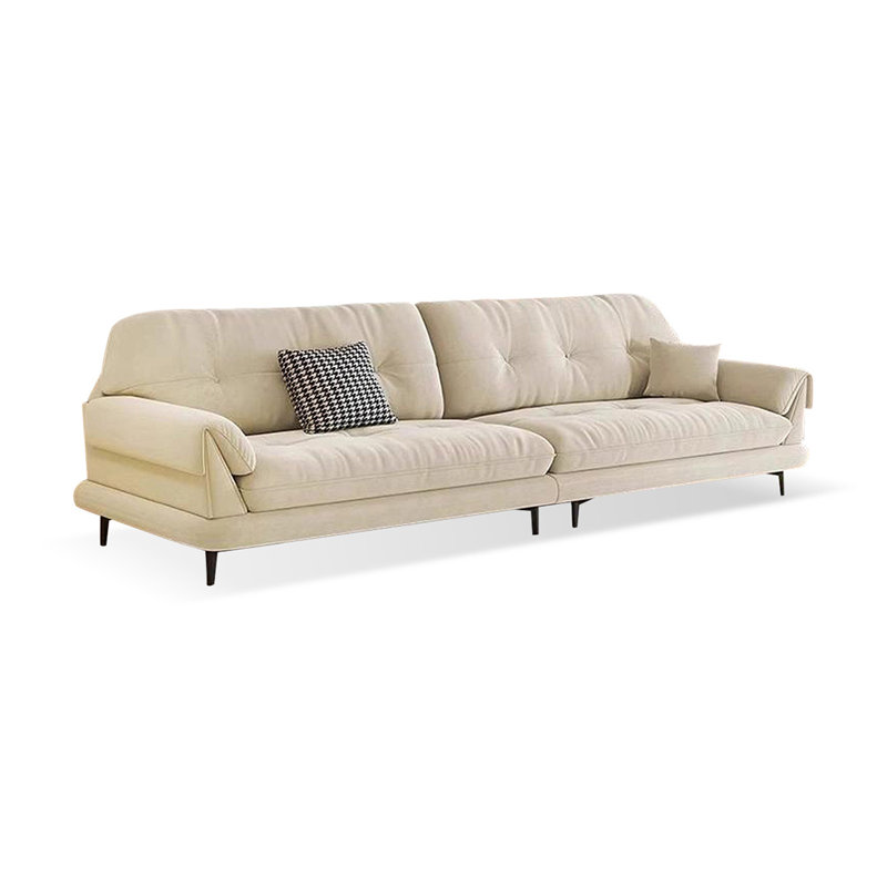 Creamy white Polyester Modular Sofa, 4, 33.46" H x 110.24" W x 37.8" D, Creamy white