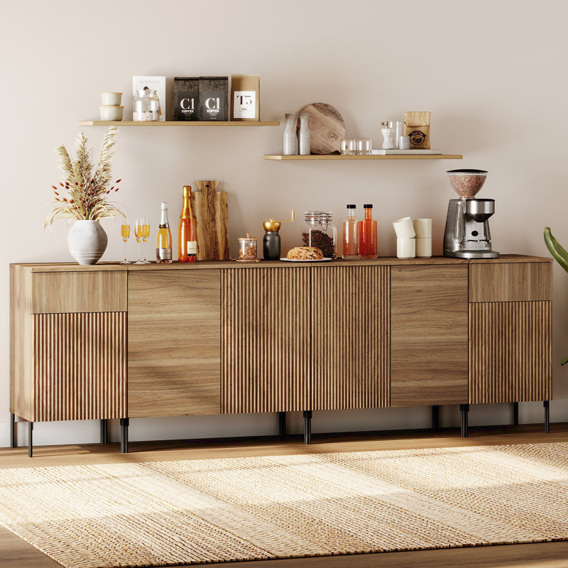 Buffet 4 portes 94,5 po en bois rosé 94,5 po, Noyer