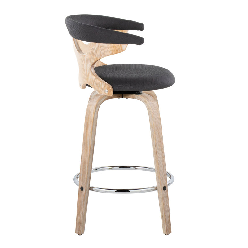 Tabouret de comptoir contemporain, Siège noir / cadre brun / argent