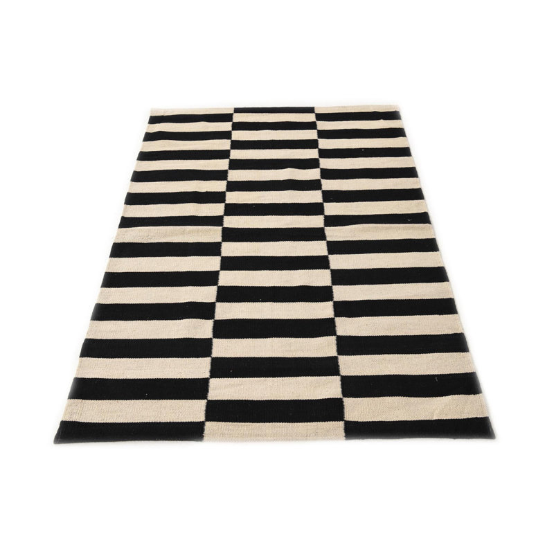 Tapis noir et blanc 3x5 Ponce