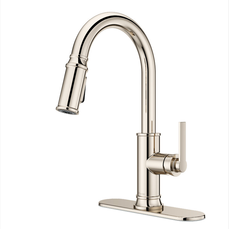 Robinet de cuisine rétractable en nickel poli Colfax, Polished Nickel