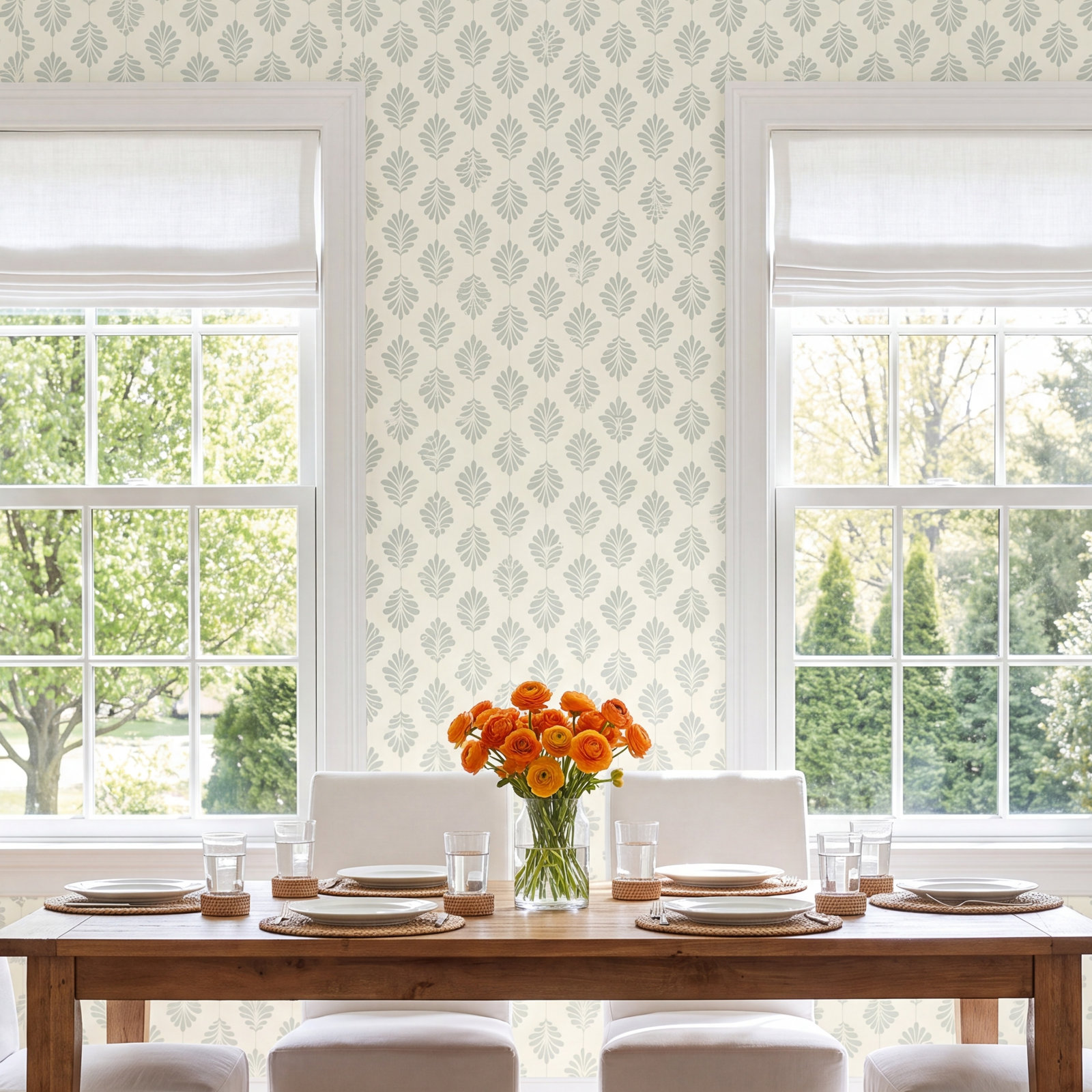 Saskia Modern Floral Wallpaper, Green