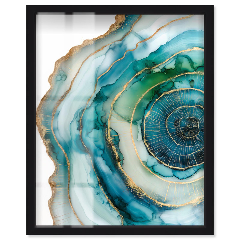 «Great Blue Green I Shadowbox Print Green Decor» par Art Remedy, H 31 po x l 25 po, Noir