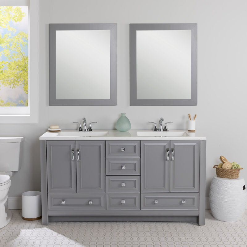Ensemble de meuble-lavabo double 60,5 po Nimay, Gris