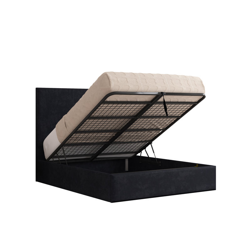 Bibian Upholstered Ottoman Storage Bed, Small Double (4'), Black