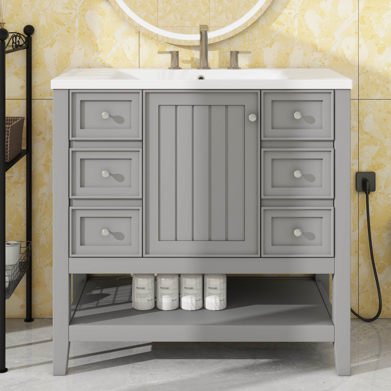Ensemble de meuble-lavabo 36 po avec armoire et tiroirs 36 po, Grey