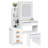 Vanity Desk with Sliding Mirror and Lights, Bedroom Dressing Table, Makeup Table with Drawers & Shelves, Hidden Storage Space
